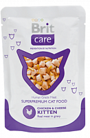 Brit Care Cat Pouch с курицей и сыром для котят, 80 гр